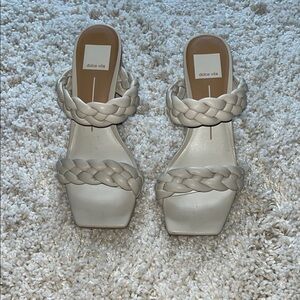 Dolce Vita Cream Braided Slip-On Heel Sandals